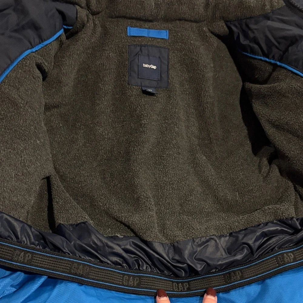 Baby Gap Boys Size‎ 2 Puffer Jacket Winter Coat Navy w/ Removable Hood
